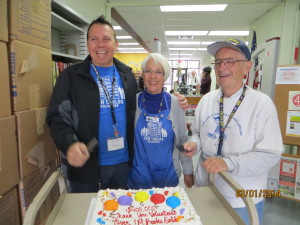 Ron, Judy, Jim Cake cutting